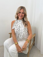 Polka dot halter top Gaby 15888 blanc