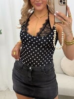 Polka dots lace body Lydia JS2315 zwart