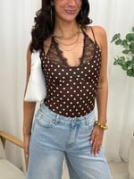 Polka dots lace body Lydia JS2315 choco