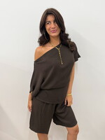 Off schoulder top Nina JS2268 choco