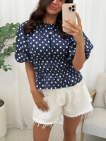 Getailleerde polka dots top Iresa 2939 navy