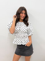 Getailleerde polka dots top Iresa 2939 wit