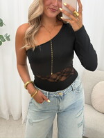 Off schoulder lace body Solane HS10288 zwart