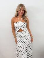Polka dot maxi jurk Lieke JS2322 wit