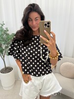 Polka dot top JS2309 zwart