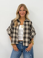 Geruite blouse Bella 12569 zwart