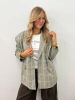 Geruite oversized blazer Ellie V13316 grijs