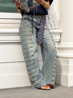 Wide leg jeans A5241 blauw