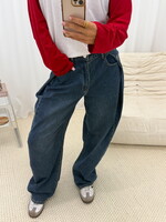 Wide leg jeans W3990 donkerblauw
