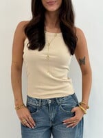 Geribbelde tank top julie D928 beige
