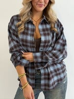 Geruite oversized blouse Elara 86117 blauw