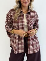 Geruite oversized blouse Milou 8698 burgundy