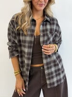 Geruite oversized blouse Elara 86117 choco