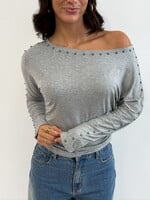Off shoulder top 13646 grijs