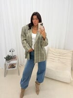 Geruite oversized blazer Ellie V13639 beige