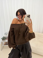 Off shoulder trui Melanie 518 choco
