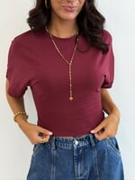 Getailleerd cropped shirt Maud L2192 burgundy