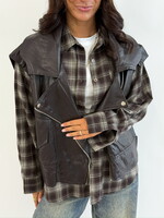 Leather look gilet Elaine JS1223 chocolate