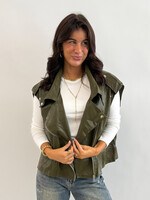 Leather look gilet Elaine JS1223 khaki