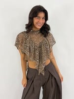 Glitter top Nora 9073 bruin