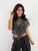 Glitter top Nora 9073 zwart