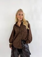Oversized geruite blouse Mara TF86258 choco