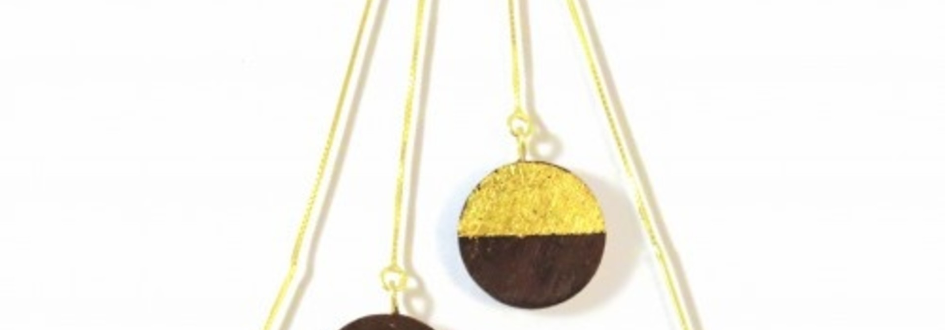 Oorbellen Hout Verguld Halve Cirkel