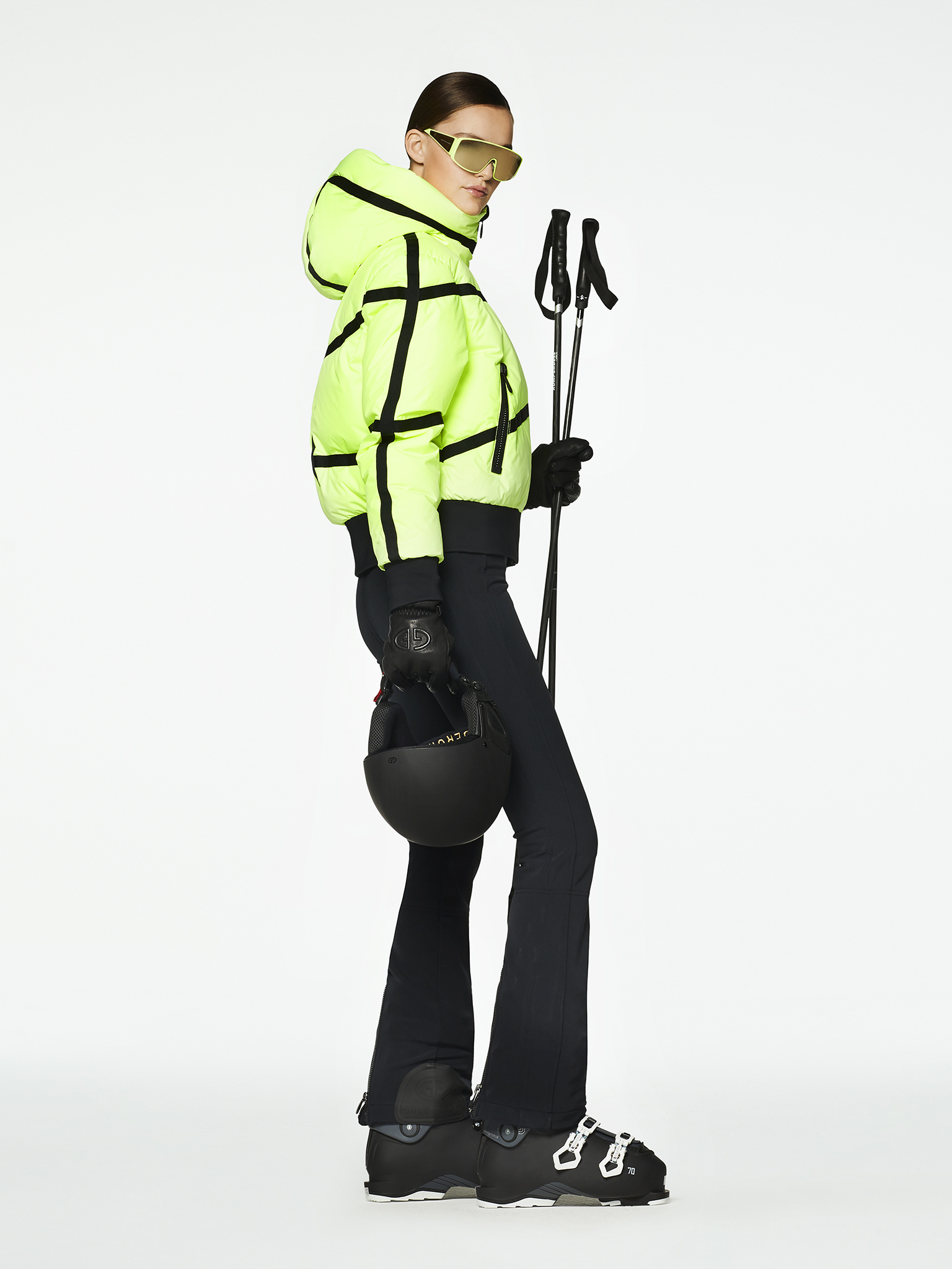 neon yellow ski jacket