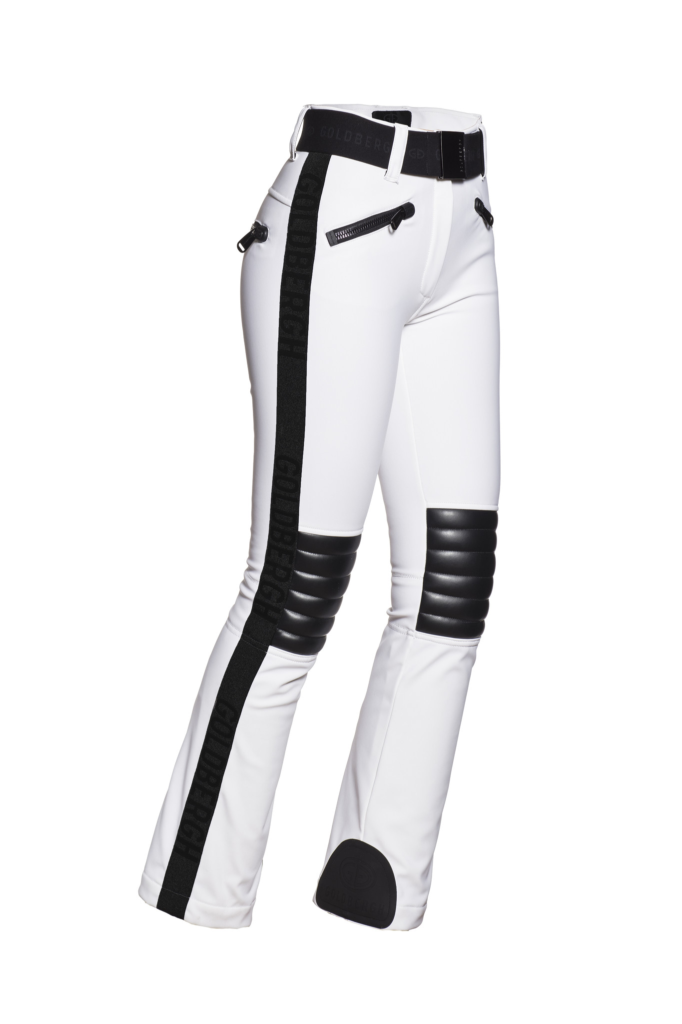 black and white ski outfit