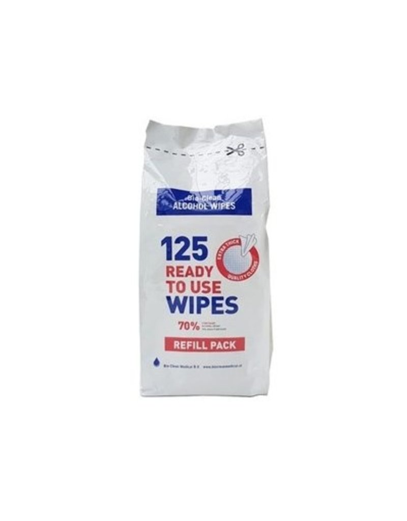 Bio Clean alcohol wipes Navulling 125 stuks