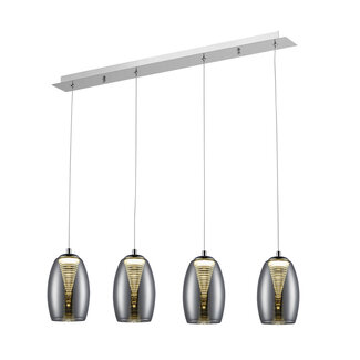 Brilliant Metropolis 4 Light Bar LED 5W Smoke Glass Easy Dim