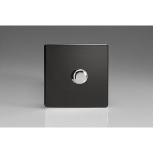 Varilight 1-Gang 2-Way Push-On/off Rotary LED Dimmer 1 X 0-100W (1-10 LEDs) V-Pro Screwless Premium Black