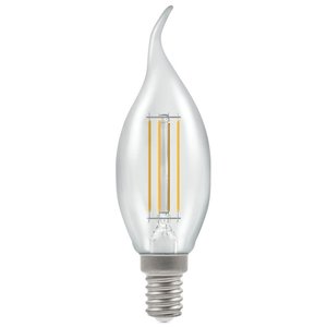 Crompton LED Bent Tip Candle Filament Dimmable Clear 5W 2700K SES-E14