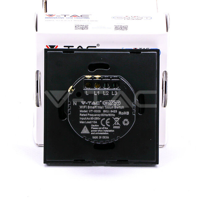 V-Tac V-Tac Smart 1 Gang Wifi Switch Black