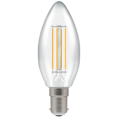 Crompton LED Candle Filament Dimmable Clear 5W 2700K SBC-B15d Crompton LED Candle Filament Dimmable Clear 5W 2700K SBC-B15d