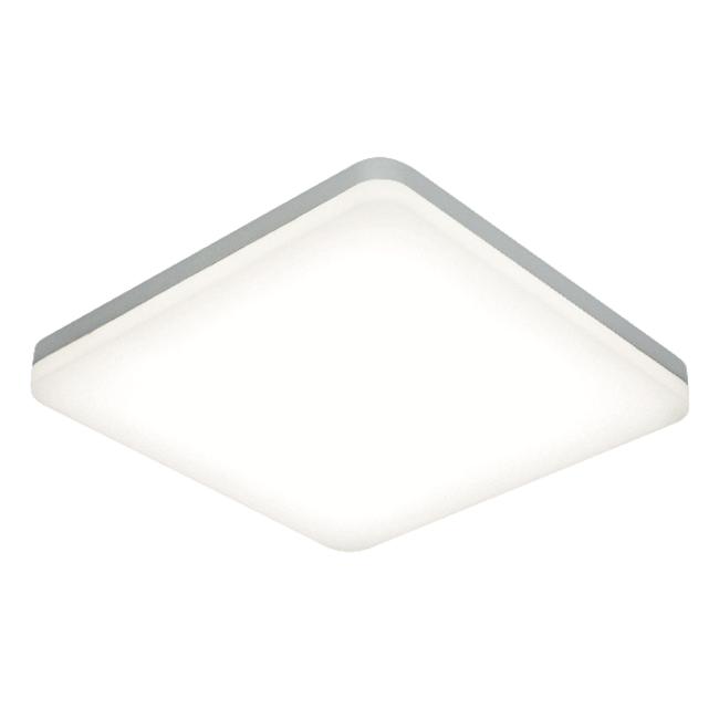 Noble 300mm square flush IP44 22W cool white - opal pc