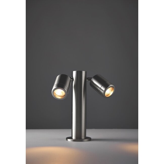 Atlantis 280mm 2 lt post IP65 7W floor - marine grade brushed stainless steel