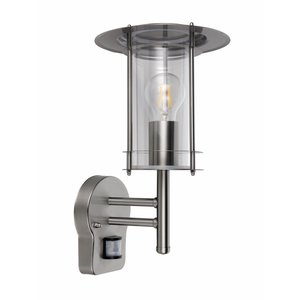 Saxby York PIR 1LT Wall IP44 60W - Polished Stainless Steel