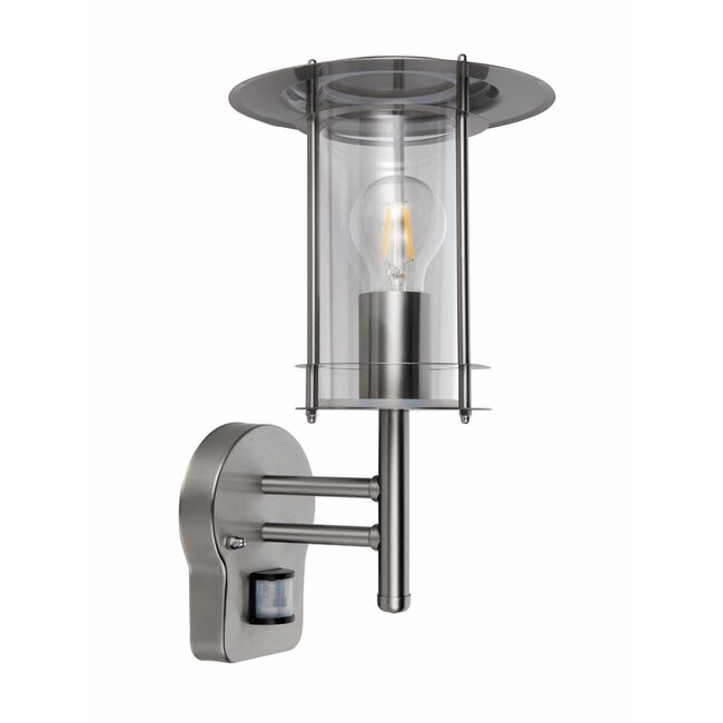 York PIR 1LT Wall IP44 60W - Polished Stainless Steel