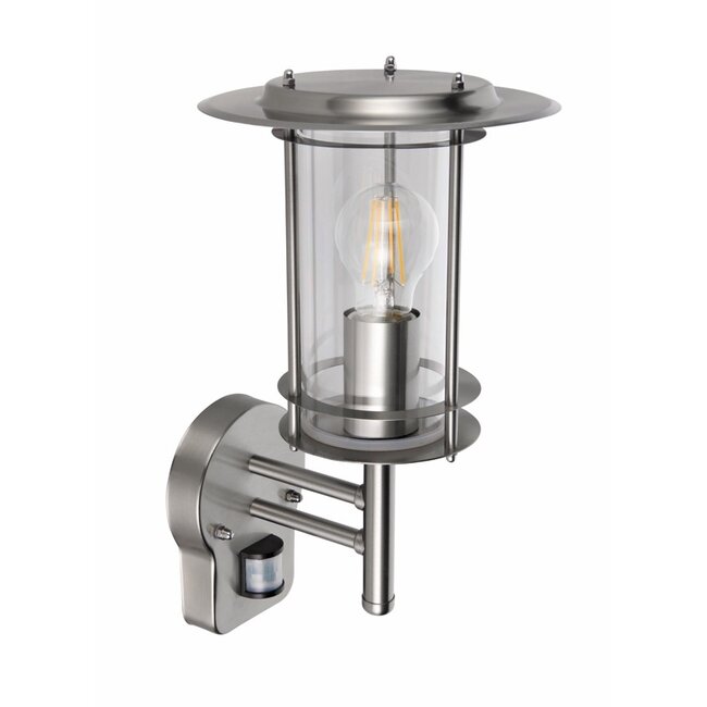 York PIR 1LT Wall IP44 60W - Polished Stainless Steel