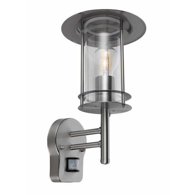 York PIR 1LT Wall IP44 60W - Polished Stainless Steel