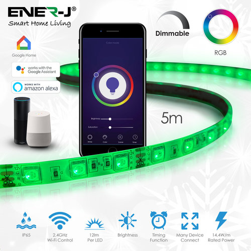 Ener-J Ener-J Smart WiFi LED Light Strip Kit 5m RGB Ener-J Ener-J Smart WiFi LED Light Strip Kit 5m RGB