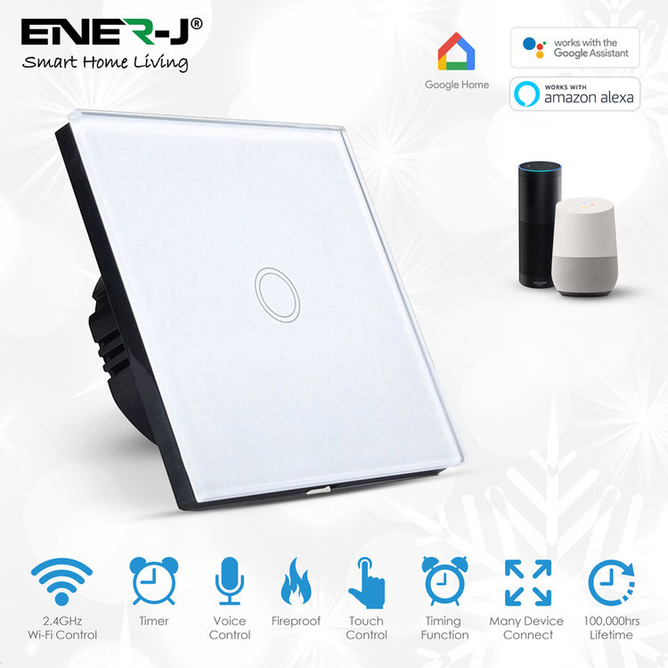 Ener-J Ener-J Smart 1 Gang Touch Glass Switch  (NO NEUTRAL NEEDED)