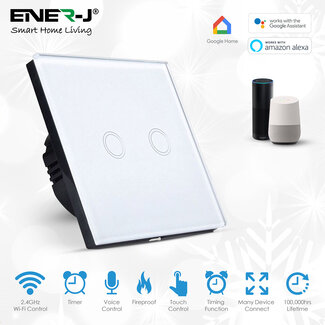 Ener-J Ener-J Smart 2 Gang Touch Glass Switch  ( NO NEUTRAL NEEDED )