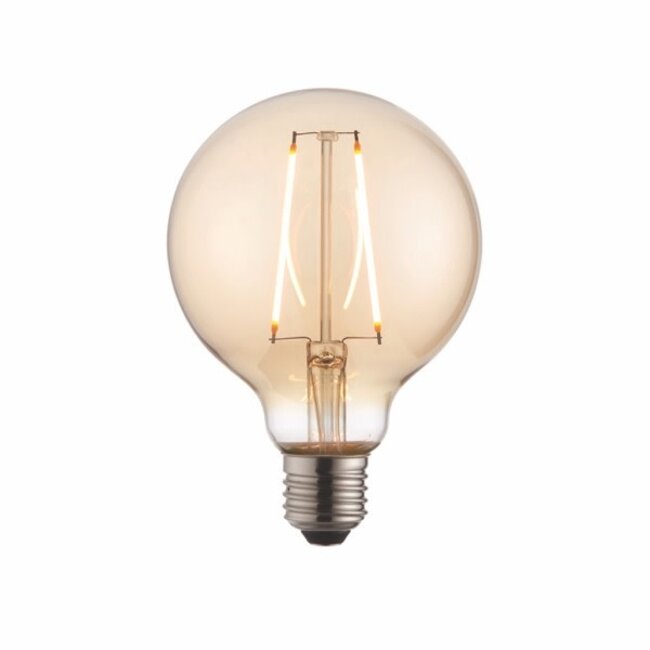 E27 LED 2W filament globe G95 Amber - Factory Second