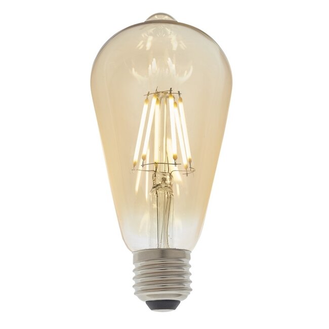 E27 LED 6W Filament Pear ST64 2500K Amber DIMMABLE - Factory Second