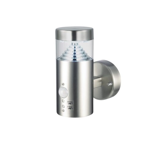 Pyramid wall PIR IP44 3.3W daylight white - brushed stainless steel Pyramid wall PIR IP44 3.3W daylight white - brushed stainless steel