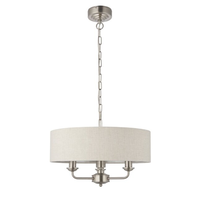 Highclere 3lt pendant - BrChrome/Natural - Factory Second