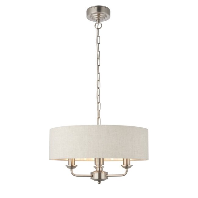 Highclere 3lt pendant - BrChrome/Natural - Factory Second