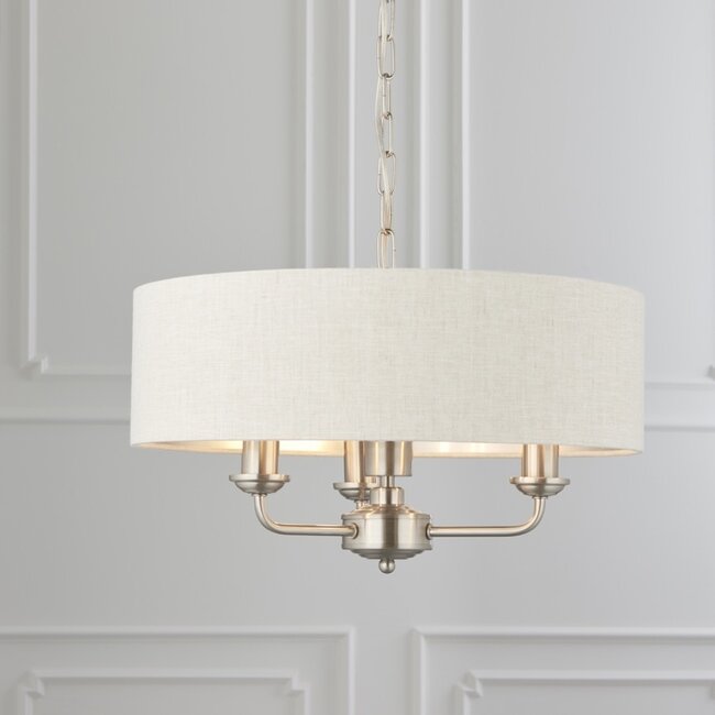 Highclere 3lt pendant - BrChrome/Natural - Factory Second
